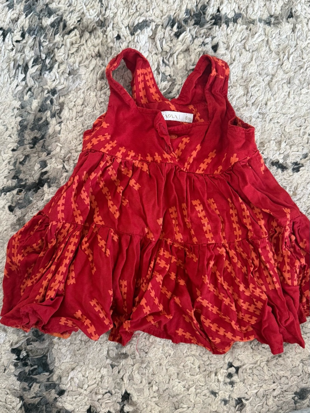 Manaola Red Dress with Orange Print